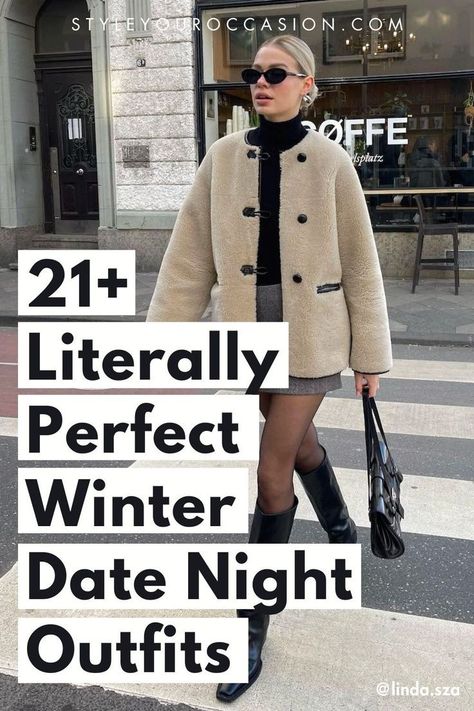 Searching for classy winter date night outfit ideas for 2024? You’ll love this list of both dressy and casual looks for a cold winter date night. Whether you want a romantic vibe or something more laid back, you’ll love these winter fashion outfits! Chicago Dinner Outfit Winter, Day Time Date Outfit Winter, Winter Date Dress, Second Date Outfit Winter, Boston Date Night Outfit, French Date Night Outfit Winter, Best Date Night Outfits, Dinner Out Outfit Winter, Dinner Winter Outfits For Women