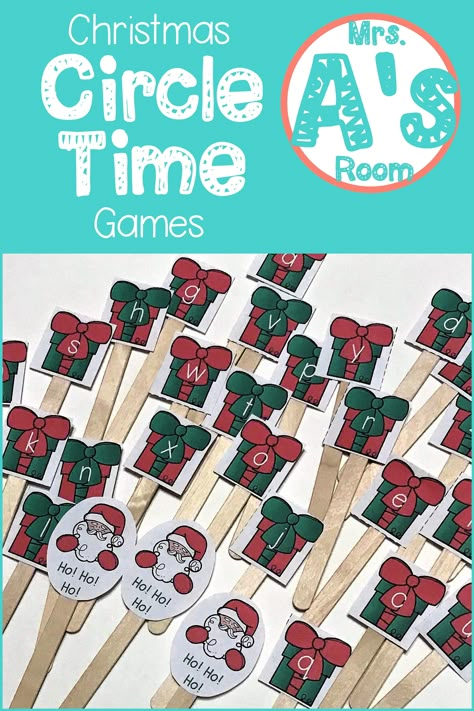 Christmas Circle Time Games, Christmas Circle Time Activities, Christmas Circle Time, December Centers, Preschool Circle Time Activities, December Themes, Prek Christmas, Learning Letter Sounds, Circle Time Games