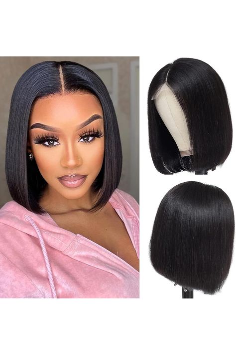 Bob Wig Human Hair Straight 2x6 Bob Closure Wigs Human Hair Brazilian Glueless Wigs Human Hair Straight Short Bob Wigs for Black Women Pre Plucked with Baby Hair 180% Density (10 inch) 10 Inch Bob Wig For Black Women, Weave On Short Hair, Bob Wigs Styles, Wig Bob Hairstyles Black Women, Glueless Wigs Black Women, Weaves For Black Women, Bob Closure, Short Wig Styles, Closure Bob Wig