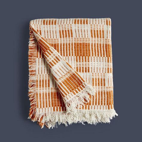 Mid Century Orange, Italy House, Woven Throw, Bedroom Boho, Sophisticated Design, Boho Bedroom, Cotton Weaving, Statement Pieces, Throw Blanket