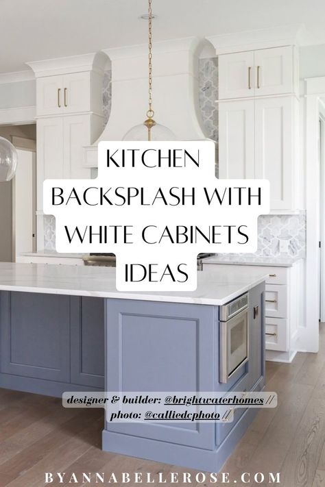 If you’re looking for kitchen backsplash with white cabinets ideas, then you’ve come to the right place. This post is all about backsplash ideas for your white kitchen cabinets. Kitchen With Backsplash Ideas, White Kitchen Cabinets Color Backsplash, Textured White Kitchen Backsplash, White Cabinets With Colored Backsplash, Countertop As Backsplash Ideas, Kitchen Backsplash Ideas With White Dove Cabinets, Backsplash With Calcutta Quartz, Tile And Countertop Combinations, Kitchen Backsplash Classic