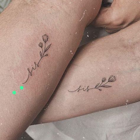 Delicate Matching Tattoos Simple, Small Simple Sister Tattoos, Simple Sisters Tattoo, Matching Sister Tattoos Simple, Mini Tats Sisters, Soul Sista Tattoo, Sparkle Tattoo Meaning, Best Friend Tattoos Wrist, Sister Tattoos For 2 Flowers