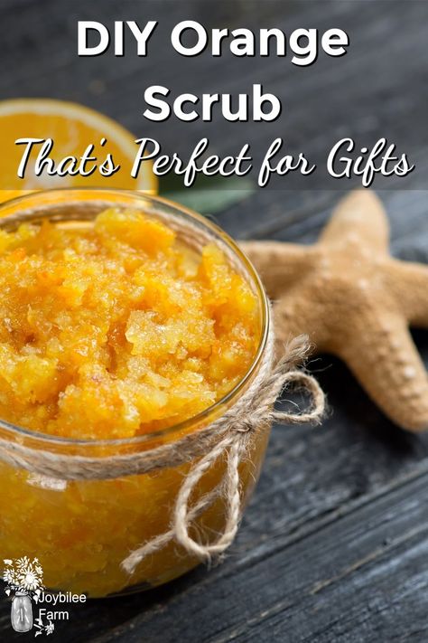 DIY Orange Scrub That's Perfect for Gifts - Joybilee Farm Orange Sugar Scrub, Homeopathic Recipes, Orange Scrubs, Lavender Lotion, Sugar Scrub Recipe, Natural Beauty Diy, Diy Body Scrub, Sugar Scrub Diy, Sweet Orange Essential Oil