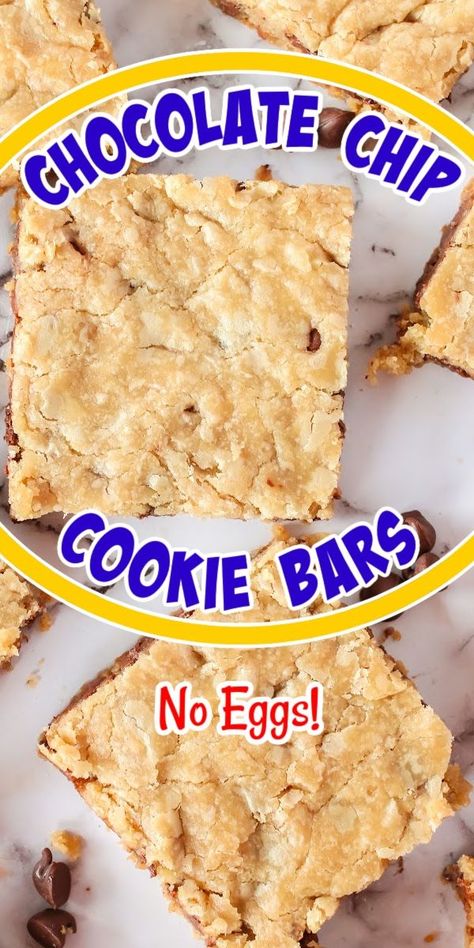 Looking for soft, buttery, and delicious Chocolate Chip Cookie Bars? Look no further! These eggless chip cookie bars are enough to satisfy any sweet tooth. #chocolatechipcookiebars #chewychocolatechipcookiebars #egglesschocolatechipcookiebars #noeggchocolatechipcookiebars #recipe #numstheword Egg Free Cookie Bars, Eggless Cookie Bars, Eggless Bars, Eggless Dessert Recipes, Egg Less Chocolate Chip Cookies, Chocolate Chip Cookies No Eggs Recipes, Chocolate Chip Cookies Eggless, Chocolate Chip Cookies Egg Free, Eggless Chocolate Cookies