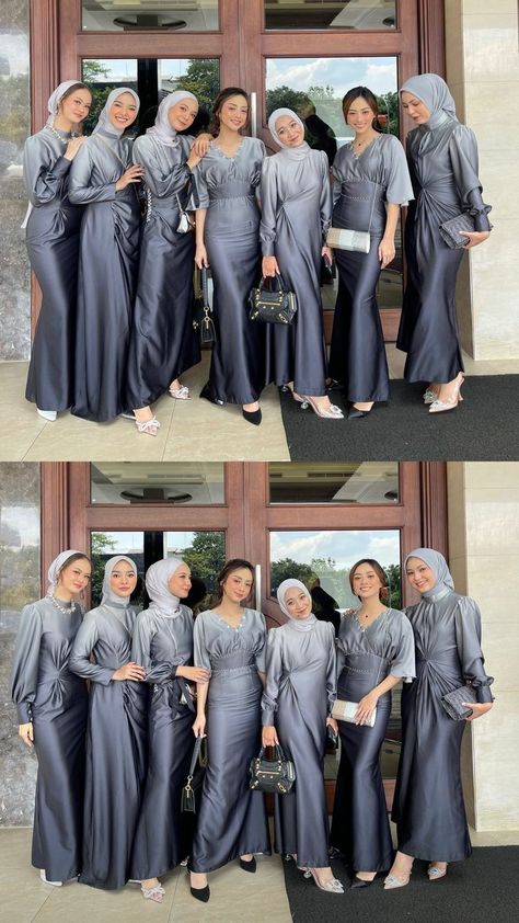 Baju Bridesmaid Hijab, Hijab Bridesmaid, Kebaya Bridesmaid, Model Dress Kebaya, Dress Muslim Modern, Braidsmaid Dresses, Fesyen Islam, Kebaya Modern Dress, Dress Gamis