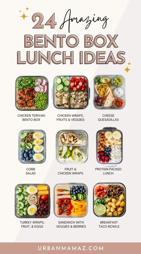 Looking for amazing bento box lunch ideas? Check out this ultimate list of 24 healthy bento box lunch ideas for adults! Healthy Lunch Boxes Ideas For Adults, Healthy Lunch Bento Box Ideas For Adults, Meal Prep Bento Box Work Lunches, Bento Box Snacks For Adults Healthy, Work Lunch Recipes Healthy, Lunch Ideas Bento Adult, Bento Lunch For Adults, Teacher Meals Prep, Healthy Adult Bento Box Lunches