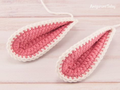 Floppy Bunny Ears Crochet Pattern, Bunny Ear Headphones, Crochet Ears Amigurumi, How To Make Bunny Ears, How To Crochet Bunny Ears, Crochet Bunny Ears Pattern, Crochet Rabbit Ears, Bunny Ears Crochet, Easter Bunny Basket Crochet