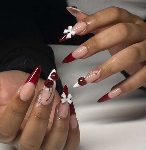 Juicy lil sculpted cherries | Instagram Nail Sunny, Sculpted Nails, Cherry Nails, Grunge Nails, Classy Acrylic Nails, Nails Only, Unique Acrylic Nails, Summer Acrylic Nails, Red Cherry