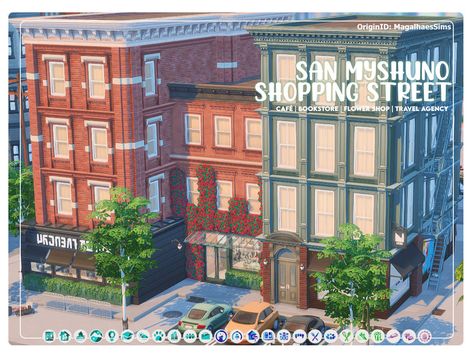 Sims Shopping Center, Sims 4 San Myshuno Builds, San Myshuno Community Lot, Sims San Myshuno, Sims 4 Street Signs Cc, Sims 4 San Myshuno Lots, Sims 4 Corner Store, Sims Bookstore, Sims 4 Street Build