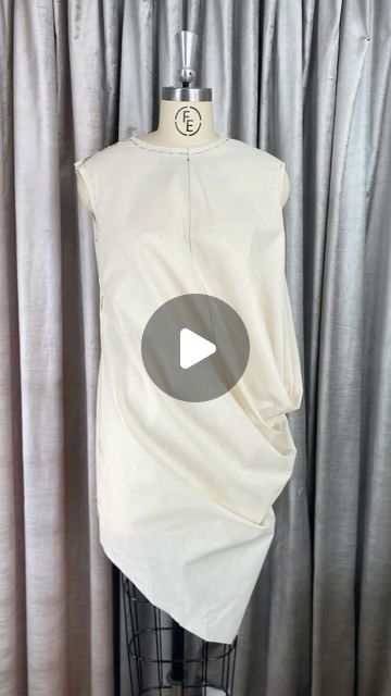 Nick Verreos on Instagram: "In this video, I take ONE piece of fabric to create an Asymmetrical Cowl Draped Dress inspired by the Japanese Designer Junya Watanabe.  This avant-garde drape is deceptively simple, but yet would be considered an exercise in advanced draping.  To Learn the basics of draping get my new book “The Fundamentals of Fashion Draping” by going my linktr.ee #draping #drapingdesigns #drapingtechnique #cowldrape #cowldrapedress #asymmetricaldress #asymmetricaldrapes #japanesedesign #nickverreos #junyawatanabe" Mens Draping Fashion, Cowl Skirt Draping, Cowl Dress Draping, Draping Techniques Tutorials, Drapery Fashion Runway, Pre-draped Asymmetrical Draped Skirt For Evening, Cascade Draping Technique, Pre-draped Draped Satin Dress, Cowl Drape Dress