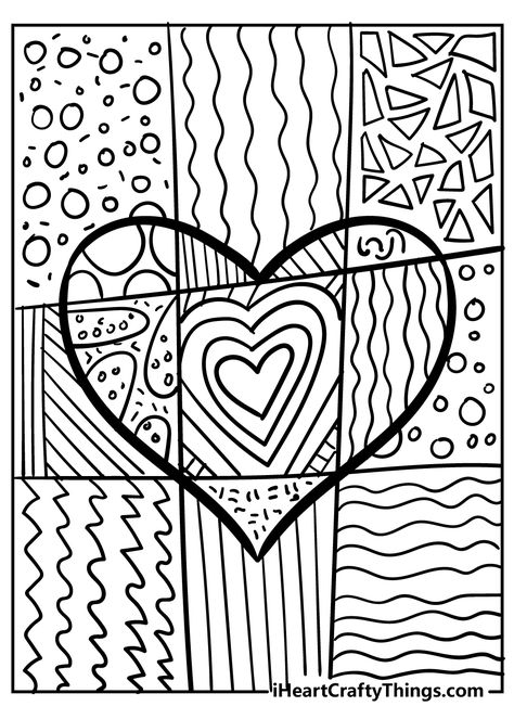 Heart Coloring Pages - Unique Designs To Color (2022) Valentine Coloring Pages, Heart Coloring Pages, Detailed Coloring Pages, Valentine Coloring, Valentines Art, Cool Coloring Pages, Coloring Book Art, Cute Coloring Pages, Mandala Coloring