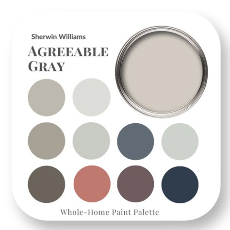 Agreeable Gray - Perfect Colour Palettes - Claire Jefford Agreeable Gray Decorating Ideas, Agreeable Gray Sherwin Williams Color Scheme, Sherwin Williams Agreeable Gray Palette, Colors That Go With Agreeable Gray, Gray Complimentary Colors, Accent Colors For Agreeable Gray, Agreeable Gray Complimentary Colors, Agreeable Gray Kitchen, Agreeable Gray Coordinating Colors