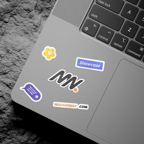 Free Laptop Sticker On Rock Mockup PSD Sticker Mockup Free, Sticker Mockup, Laptop Mockup, Free Laptop, Free Logo Mockup, Free Mockup Templates, Computer Sticker, Graduation Project, Drink Bottle