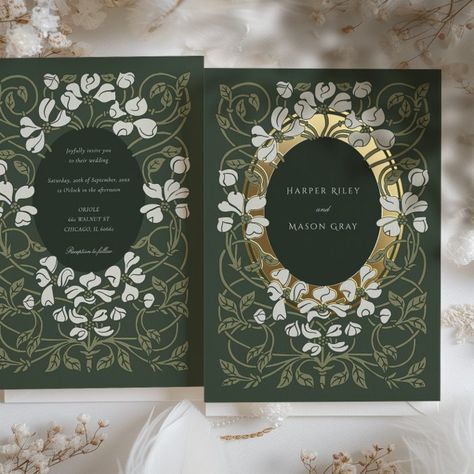 Enchanted Garden Art Nouveau Wedding Foil Invitation | Zazzle Art Nouveau Wedding Invitation, Sophisticated Wedding Invitations, Art Nouveau Wedding, Nouveau Wedding, Art Nouveau Weddings, Navy Blue Art, Foil Wedding Invitations, Sophisticated Wedding, Foil Invitations