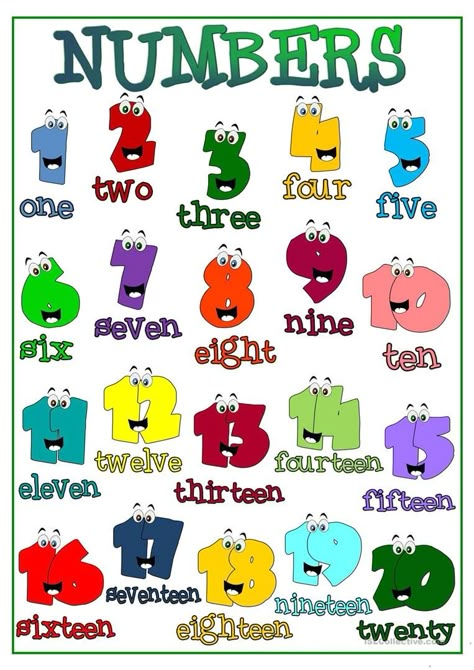 Cardinal numbers - English ESL Worksheets Ordinal Numbers, English Posters, Counting For Kids, Baby Reading, Learning English For Kids, Number Poster, Flashcards For Kids, English Worksheets For Kids, Numbers For Kids