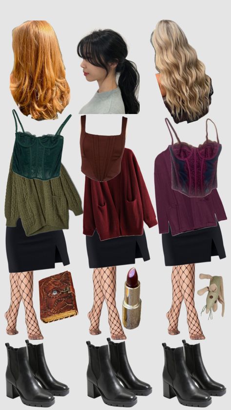 Sanderson Sisters Halloween Costume for 3 #hocuspocus #hocuspocus2 #hocuspocusaesthetic #hocuspocusmovie #hocuspocushalloween Cute Sanderson Sisters Costumes, Lara Jean Halloween Costume, Hocus Pocus Sisters Costumes, Easy Hocus Pocus Costume, Hocus Pocus Outfit Ideas, Hocus Pocus Witches Costumes, Diy Winifred Sanderson Costume, Sara Sanderson Costume Diy, Hocus Pocus Disneybound