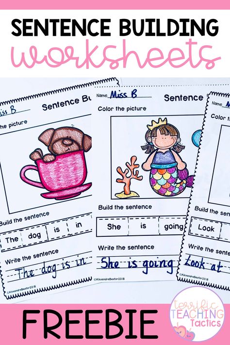 1st Grade Sentence Starters, Sentence Stems For Writing First Grade, Sentence Structure Kindergarten, Sentence Building Kindergarten Centers, Sentence Activities First Grade, Sentence Starters For Kindergarten, Beginner Sentence Writing, Teaching Sentence Writing First Grade, Kindergarten Sentence Writing Worksheets