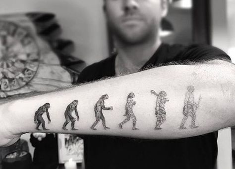 Atheist Tattoo, Evolution Tattoo, Science Tattoos, Tattoo On Arm, Best Couple Tattoos, Worlds Best Tattoos, Tattoo Magazines, Best Tattoo Designs, Couple Tattoos