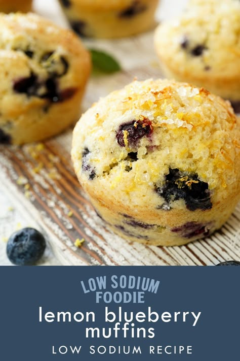 Low Sodium Blueberry Muffins, Dash Diet Muffins, Low Sodium Breakfast Muffins, Low Sodium Scones, Low Sodium Recipes Crockpot, Low Sodium Muffins Recipe, Low Sodium Muffins, Low Sodium Breakfast Ideas, Low Sodium Desserts