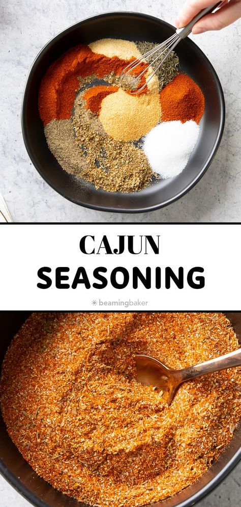 Cajun Seasoning from Beaming Baker. Smoky, fragrant, and spicy, make this cajun seasoning recipe in 1-minute for a DIY spice you can use on veggies, protein and appetizers! Cajun Spice Blend, Cajun Seasoning Recipe, Yogurt Homemade, Cajun Seasoning Mix, Cajun Spice Mix, Easy Cajun, Pasta Homemade, Homemade Cajun Seasoning, Beef Chili Recipe