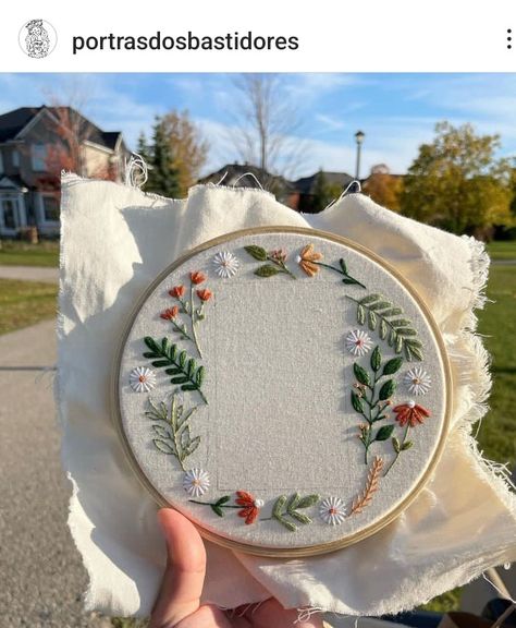 Embroidery Patterns For Mom, Hand Embroidery Picture Frame, Embroider Picture Frame, Hand Embroidery Photo Frame, Embroidery Square Frame, Polaroid Embroidery Hoop, Embroidery Hoop Polaroid Frame, Photo Embroidery Art, Embroidery Picture Holder