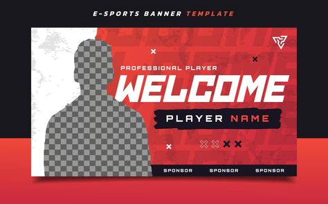 New Player E-sports Gaming Banner Template for Social Media Gaming Banner Template, Football Logo Design, Template For Social Media, Photoshop Lessons, Easy Disney Drawings, Instagram Design Creative, S Logo Design, Youtube Banner Design, Sport Banner