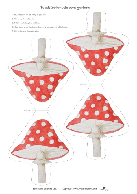 free toadstool mushroom garland to download | ideal for nature table or woodland themes Felt Mushroom Garland Diy, Mushroom Birthday Decorations, Forest Animals Party, Forest Animals Craft, Party Animals Costume, Mushroom Birthday Party, Woodland Themed Bedroom, Animals Costume, Mushroom Garland