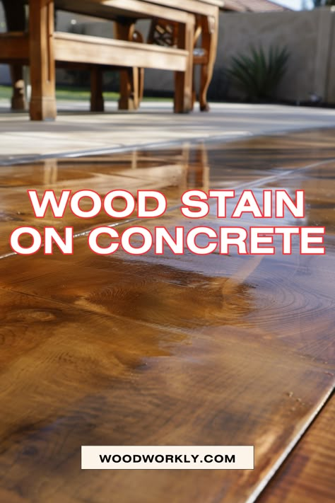 Discover the magic of wood stain on concrete! Learn how to achieve beautiful, durable finishes on your floors and outdoor spaces. Perfect for DIY enthusiasts looking to add warmth and character to their home. 🎨✨ #WoodStainOnConcrete #DIYHomeDecor #ConcreteStaining #Woodworkly #OutdoorProjects. Click to explore more and bring new life to your concrete surfaces Concrete Made To Look Like Wood, Paint Concrete Like Wood, Diy Concrete Stained Floors, Stained Concrete Wood Look, Wood Stain Concrete Floor, Wood Stained Concrete Floors, Concrete Floor Stain Ideas, Staining Concrete To Look Like Wood, Staining Cement Floors Diy