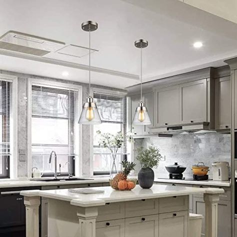 Rustic Kitchen Island Lighting, Industrial Lofts, Kitchen Island Lighting Modern, Modern Glass Pendant Light, Farmhouse Kitchens, Island Pendant Lights, Kitchen Island Lighting Pendant, Kitchen Pendants, Hanging Light Fixtures