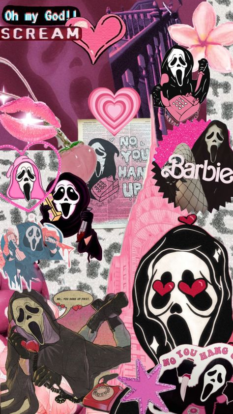 #screammovie #ghostface #killer #barbie #wallpaper #popular #scream6 Wallpaper Popular, Mean Girls Halloween, Barbie Wallpaper, Ipad Mini Wallpaper, Pink Wallpaper Hello Kitty, Movie Tattoos, Queens Wallpaper, Halloween Wallpaper Cute, Rose Gold Wallpaper