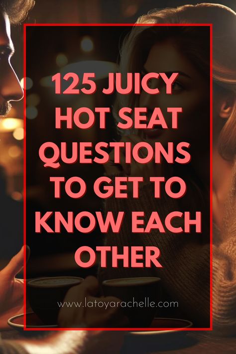 Go beyond the surface and dive into the depths of meaningful conversation with these thought-provoking hot seat questions! Explore new dimensions of intimacy and understanding. Whether you're looking to deepen your bond with your partner or your friends, these questions to get to know someone are sure to do the trick. Hot seat challenge, spicy hot seat questions, hot seat questions for couples, hot seat questions for friends, questions to ask, conversations starters, things to talk about.💟#LoveStory #RomanticEncounters #HeartfeltConnections #DateNightIdeas #SoulmateSearch #FlirtyFridays #CandlelitDinners #StarryEyedMoments #LoveQuotes #DreamyDates #WhisperedPromises #AmourAdventures Amazing Questions To Ask Someone, Funny Deep Questions, Spicy Get To Know You Questions, Deep Conversation Starters For Couples, Games To Get To Know Someone, Random Questions To Get To Know Someone, Juicy Conversation Starters, Fun Conversation Starters For Friends, Icebreaker Questions For Couples