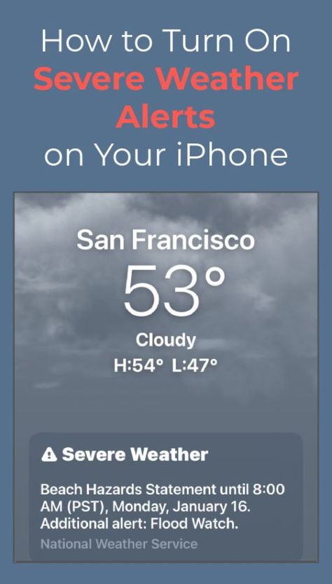 How to Turn On Severe Weather Alerts on Your iPhone Find out how your iPhone can give you severe weather alerts to help you avoid dangerous conditions. Rain Storm, National Weather Service, Current Location, Winter Storm, Severe Weather, Reading Time, Cool Tech, How To Turn, Winter Colors