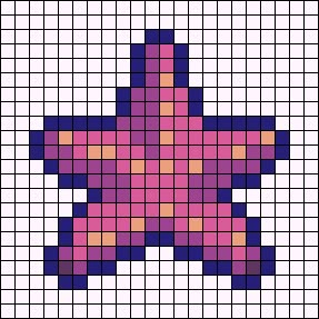 Alpha pattern #92370 | BraceletBook Starfish Perler Beads, Pixel Fish Art, Perler Fish Pattern, Pixel Art Pattern Jellyfish, Hawaii Pixel Art, Starfish Alpha Pattern, Starfish Pixel Art, Shell Perler Beads, Sea Shell Perler Bead Pattern