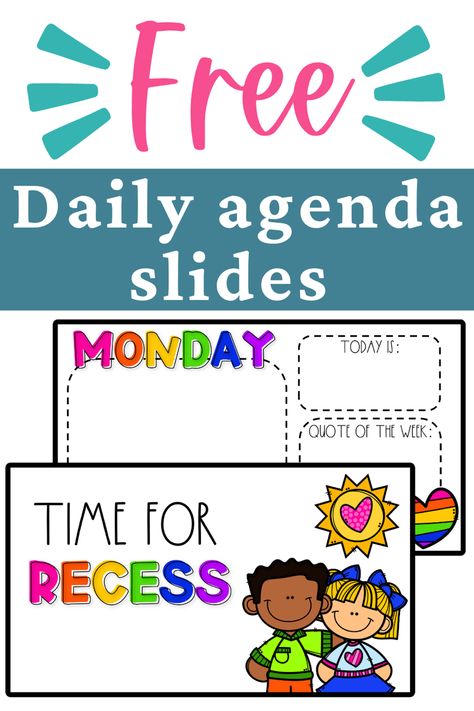 Use these FREE daily agenda slides to keep your teaching on track no matter what your day throws at you! Enjoy this Teacher freebie from Grace Over Grades! Classroom Slides Template Free, Kindergarten Morning Slides, Morning Slides Classroom Free, Classroom Slides Template, Daily Slides For Classroom, Free Google Slides Templates, Classroom Agenda, Daily Agenda Slides, Classroom Slides