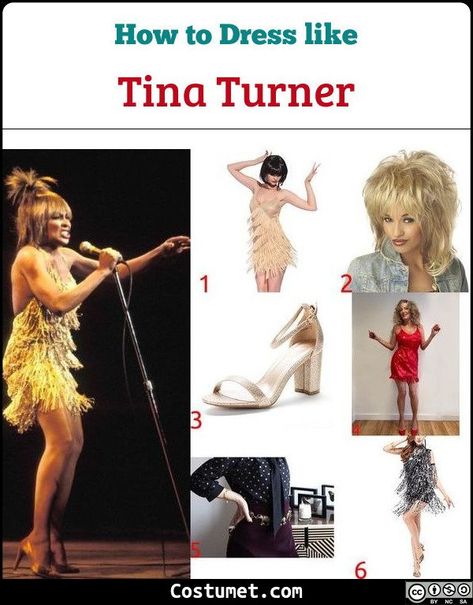 Tina Turner's costume includes a gold or nude tassel dress, gold heels, and a soul-inspired wig           #Female #female #musician #black #80s #personality #TinaTurner Ike And Tina Costume Halloween, Ike Turner Costume, Ike And Tina Turner Costumes Halloween, Musician Costume Ideas, Musician Costume, Singers Costumes Ideas, Tina Turner Costume, Couples Fancy Dress, Singer Dress