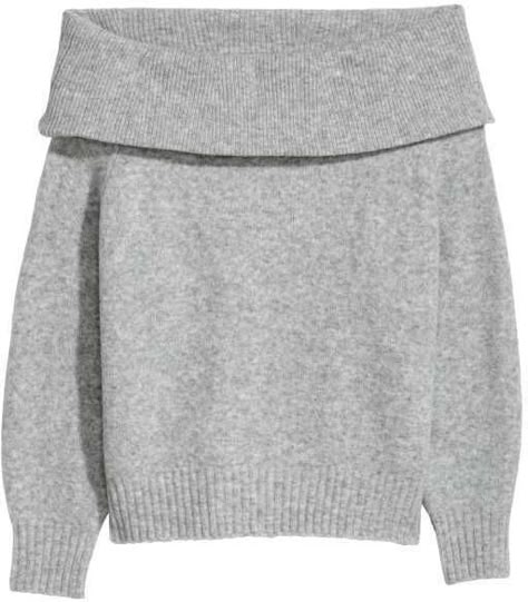 Hm Outfits, Off The Shoulder Jumper, H&m Hoodie, H M Outfits, Grey Jumper, Off Shoulder Sweater, Dream Clothes, Dress Code, Shoulder Sweater