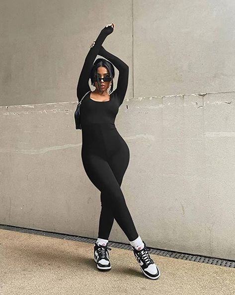 Jumpsuits Womens Fashion, Catsuit Outfit, Black Jumpsuit Outfit, Club Romper, Women Long Sleeve Jumpsuit, Romanticize My Life, Bodycon Tops, White Fashion Casual, Tight Dress Outfit