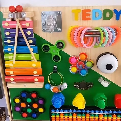 Kimari | DIY Busy Board #busyboard #diy #toddlers #babygifts | Instagram Wall Busy Board Diy, Busy Boards For Toddlers Diy, Busy Board Ideas, Diy Busy Board, Busy Boards For Toddlers, Interactive Board, Diy Toddler, Diy Activities, Family Crafts