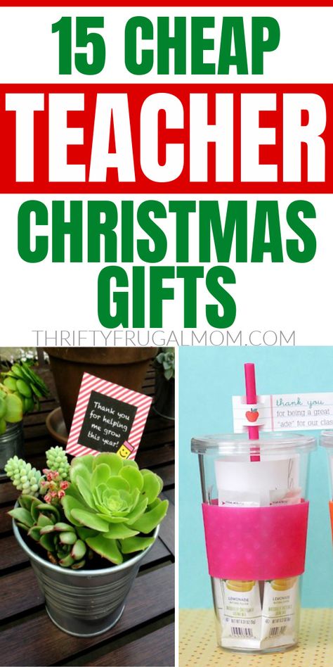 These Christmas gifts for teachers are frugal but fun! The perfect list of practical, unique ideas to bless your teacher this holiday season! Yes, you really can give a great gift on a budget! #thriftyfrugalmom #teachergifts #christmasgifts #holidaygifts #cheapgifts #frugalgiftideas Teacher Christmas Gifts From Pta, Christmas Present Ideas For Daycare Teachers, Pta Christmas Gifts For Teachers, Easy Handmade Gifts For Teachers, Teacher Gardening Gifts, Preschool Teachers Gift, Xmas Gift For Teachers, Easy Cheap Teacher Christmas Gifts, Unique Christmas Gifts For Teachers