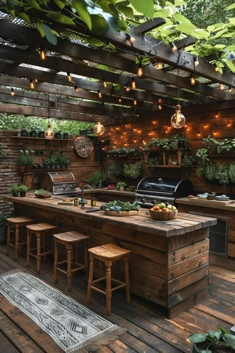 Backyard Kitchen, Outdoor Kitchen Patio, Kitchen Patio, Boho Kitchen, Outdoor Decor Backyard, Dream Backyard, Outdoor Kitchens, Patio Designs, Outdoor Kitchen Design