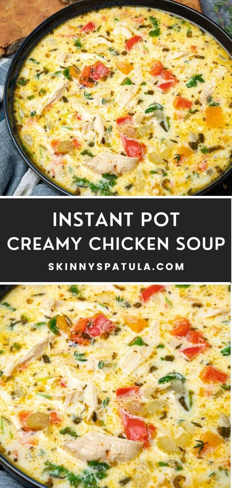 Instant Pot Creamy Chicken Soup Recipes, Recipes With Chicken Instant Pot, Cream Of Chicken Soup Recipes Instapot, Best Instapot Soup Recipes, Instapot Chicken And Potato Soup, Instant Pot Italian Chicken Soup, Chicken Tortilini Soup Instant Pot, Instagram Pot Chicken Recipes, Creamy Chicken Rice Soup Instant Pot