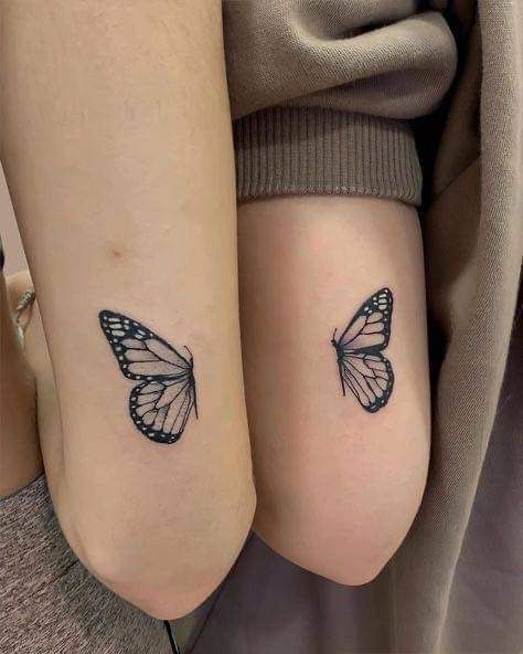 Bff Matchy Tattoos, Tattoo For A Best Friend, Matching Best Friend Tattoos Unique, Bff Word Tattoos, Best Friend Shoulder Tattoos, Unique Tattoos For Friends, Matching Tattoos For Crazy Best Friends, Tattoo Idea Best Friends, Half Butterfly Best Friend Tattoo