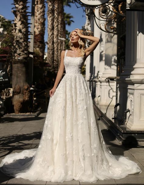 Wedding Dresses Twilight, Elegant Bridal Wedding Dress, Fitted Top Flowy Bottom Wedding Dress, Wedding Dresses Texture, Wedding Dresses Scoop Neck, Wedding Dress With Flower Embroidery, Deb Dresses Australia, Fairy Inspired Wedding Dress, Enchanting Wedding Dress