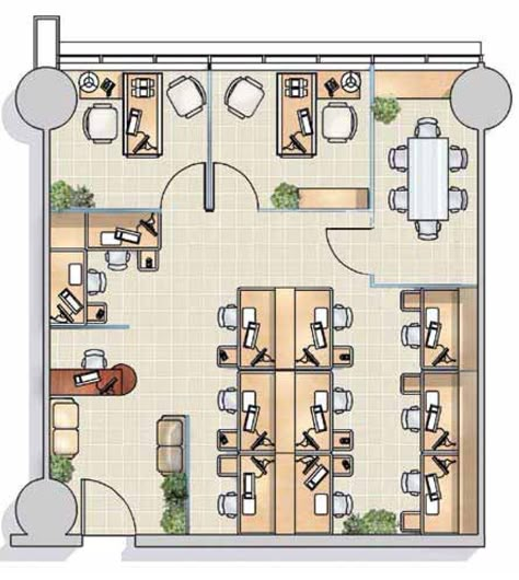 Modern Office Floor Plan, Office Floorplan Layouts, Open Work Space Design, Small Office Design Plan, Small Open Office Layout, Office Interior Design Plan Layout, Open Plan Office Design Layout, Small Office Building Plan, Open Office Layout Work Stations