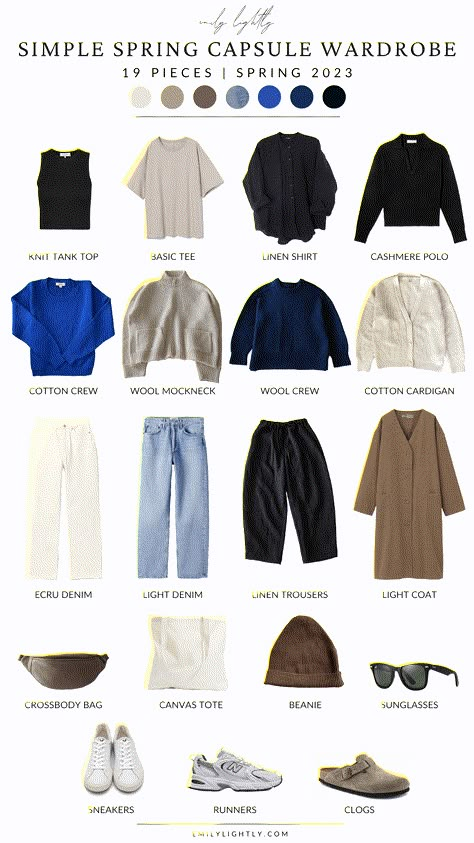 A Simple Spring Capsule Wardrobe - Emily Lightly Soft Minimalist Aesthetic, Emily Lightly, Minimal Outfit Summer, Minimalism Outfit, Simple Capsule Wardrobe, Wardrobe Diy, Japanese Minimalist Fashion, Wardrobe Design Ideas, Wardrobe Aesthetic