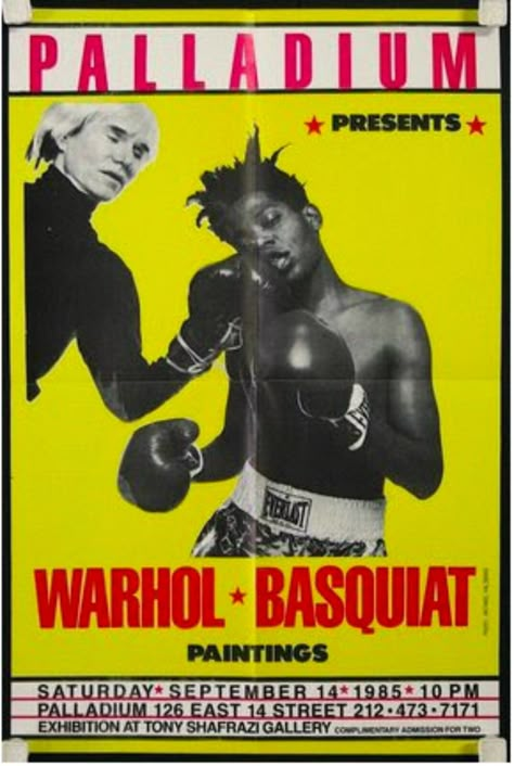 Basquiat Boxing, New York Posters, Jm Basquiat, Basquiat Paintings, Opening Invitation, Andy Warhol Pop Art, Basquiat Art, Gallery Opening, Nyc History