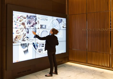 From touch screens to beacons, learn how technology and big data in retail is shaping the future of store design and the experience for customers. Digital Retail, Retail Technology, Interactive Walls, Video Wall, Screen Design, Retail Space, Digital Signage, Retail Shop, Digital Technology