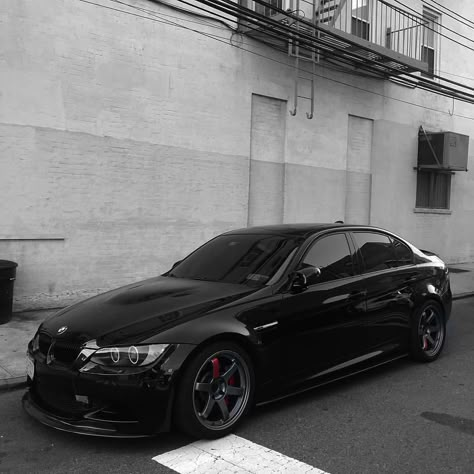 Bmw E92 M3 Black, Bmw E90 M3, E90 M3, Building References, Uk Street, Car Pic, Murdered Out, Bmw E92, Aesthetic Car