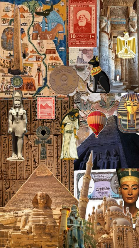 Egypt Aesthetic Modern, Cleopatra Poster Project, Egyptian Culture Art, Omani Culture Aesthetic, Egypt Collage Art, Ancient Egyptian Culture, Ancient Egypt Art Projects, Egypt Mood Board, Old Egypt Art