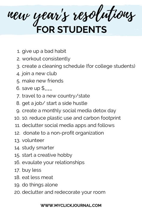 New Year Resolution Ideas For Students, New Year Resolutions For Students, 2024 Goals For Students, New Year Resolution For Students, New Years Resolution List For Teens, New Year Resolution Ideas Goal Settings, Goals For College Students, Goals For Students, Goals Activities